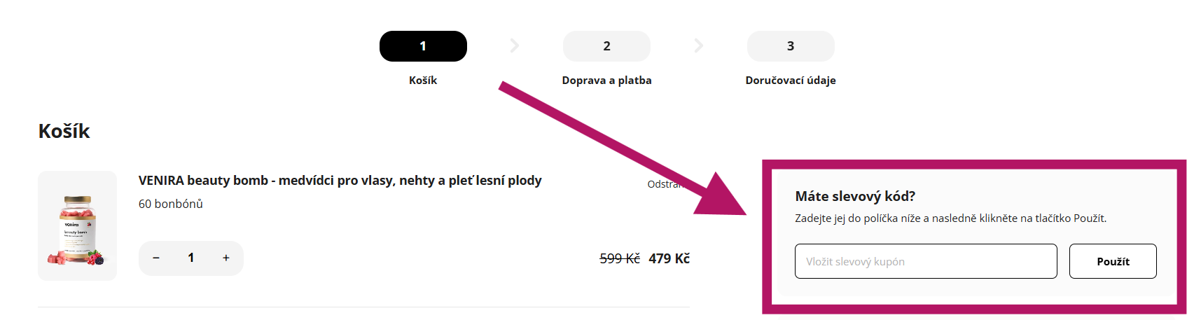 Jak uplatnit slevový kód na venira.cz