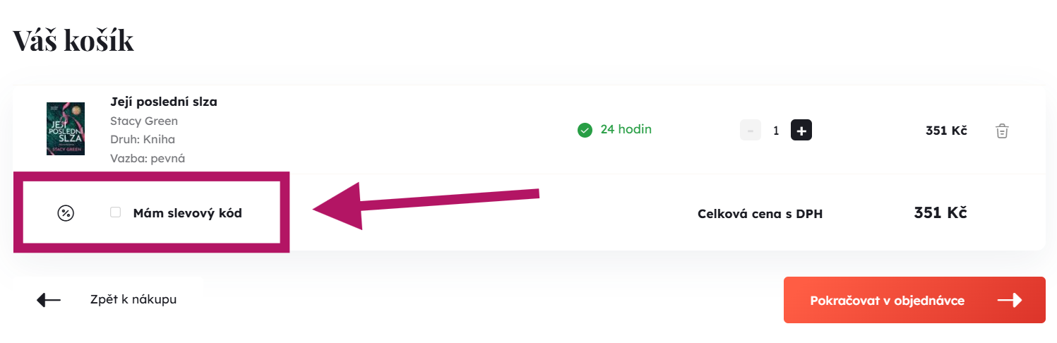 Použití slevového kódu na Knihy.cz