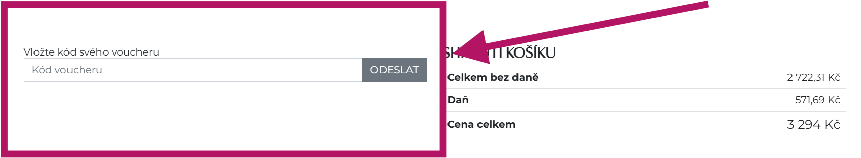Použití slevového kódu na Loro Oro