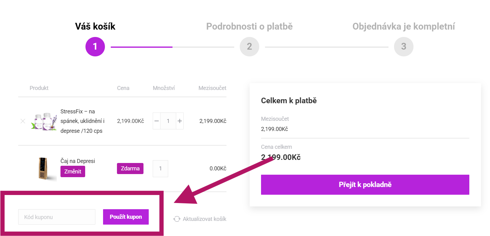 Jak použít slevový kód na StressFix.cz