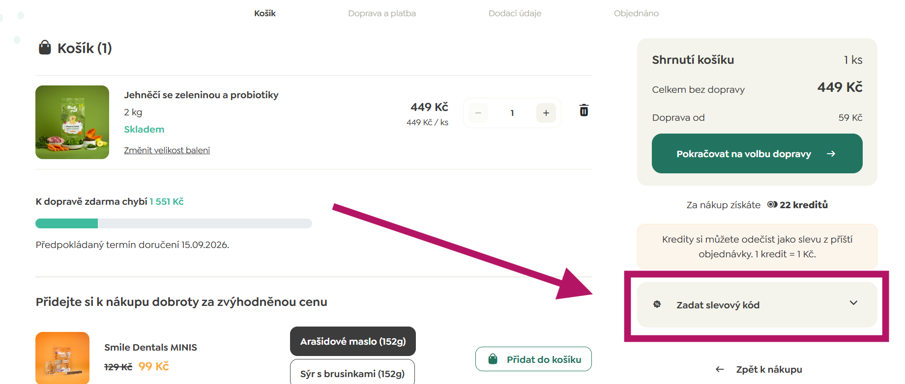 Použití slevového kódu na Rufruf.cz