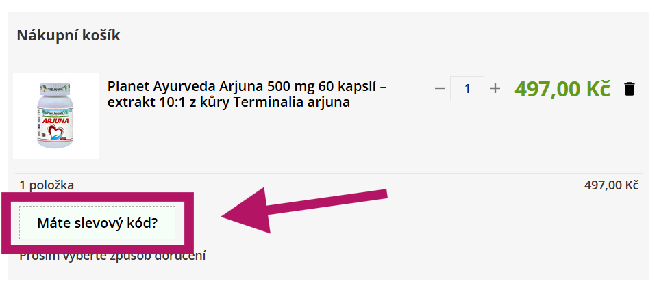 Použití slevového kódu na Raciolka.cz